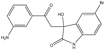 3-[2-(3-aminophenyl)-2-oxoethyl]-5-bromo-3-hydroxy-1,3-dihydro-2H-indol-2-one Struktur