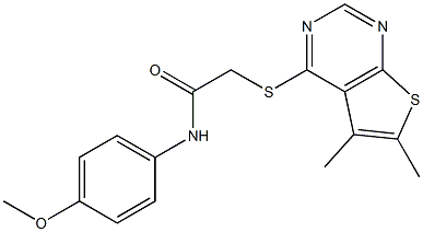 2-[(5,6-dimethylthieno[2,3-d]pyrimidin-4-yl)sulfanyl]-N-[4-(methyloxy)phenyl]acetamide Struktur