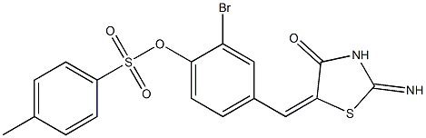 2-bromo-4-[(2-imino-4-oxo-1,3-thiazolidin-5-ylidene)methyl]phenyl 4-methylbenzenesulfonate Struktur