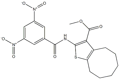 methyl 2-({3,5-bisnitrobenzoyl}amino)-4,5,6,7,8,9-hexahydrocycloocta[b]thiophene-3-carboxylate Struktur