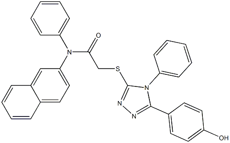 2-{[5-(4-hydroxyphenyl)-4-phenyl-4H-1,2,4-triazol-3-yl]sulfanyl}-N-(2-naphthyl)-N-phenylacetamide Struktur