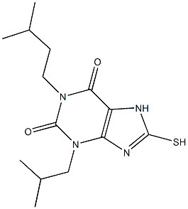 3-isobutyl-1-isopentyl-8-sulfanyl-3,7-dihydro-1H-purine-2,6-dione Struktur