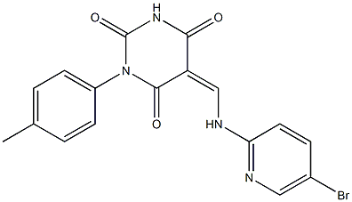 5-{[(5-bromo-2-pyridinyl)amino]methylene}-1-(4-methylphenyl)-2,4,6(1H,3H,5H)-pyrimidinetrione Struktur