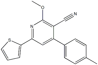 2-methoxy-4-(4-methylphenyl)-6-(2-thienyl)nicotinonitrile Struktur