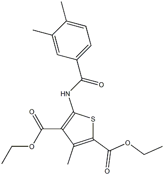 diethyl 5-[(3,4-dimethylbenzoyl)amino]-3-methyl-2,4-thiophenedicarboxylate Struktur