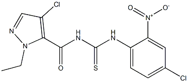 N-[(4-chloro-1-ethyl-1H-pyrazol-5-yl)carbonyl]-N'-{4-chloro-2-nitrophenyl}thiourea Struktur