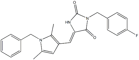 5-[(1-benzyl-2,5-dimethyl-1H-pyrrol-3-yl)methylene]-3-(4-fluorobenzyl)imidazolidine-2,4-dione Struktur