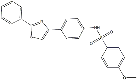 4-(methyloxy)-N-[4-(2-phenyl-1,3-thiazol-4-yl)phenyl]benzenesulfonamide Struktur