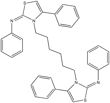 N-phenyl-N-(4-phenyl-3-{6-[4-phenyl-2-(phenylimino)-1,3-thiazol-3-yl]hexyl}-1,3-thiazol-2-ylidene)amine Struktur