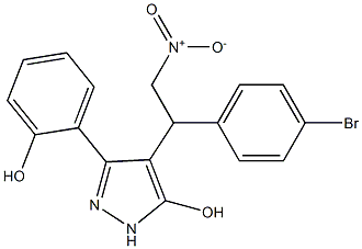 4-{1-(4-bromophenyl)-2-nitroethyl}-3-(2-hydroxyphenyl)-1H-pyrazol-5-ol Struktur