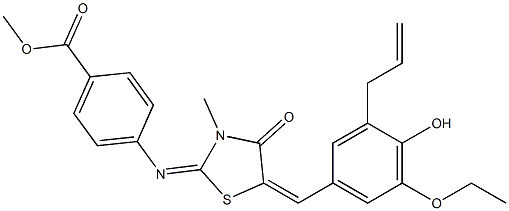 methyl 4-{[5-(3-allyl-5-ethoxy-4-hydroxybenzylidene)-3-methyl-4-oxo-1,3-thiazolidin-2-ylidene]amino}benzoate Struktur