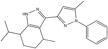 7-isopropyl-4-methyl-3-(5-methyl-1-phenyl-1H-pyrazol-3-yl)-4,5,6,7-tetrahydro-1H-indazole Struktur