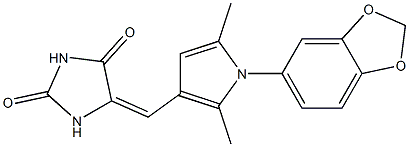 5-{[1-(1,3-benzodioxol-5-yl)-2,5-dimethyl-1H-pyrrol-3-yl]methylene}-2,4-imidazolidinedione Struktur