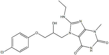 7-{3-[(4-chlorophenyl)oxy]-2-hydroxypropyl}-8-(ethylamino)-3-methyl-3,7-dihydro-1H-purine-2,6-dione Struktur