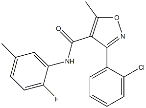 3-(2-chlorophenyl)-N-(2-fluoro-5-methylphenyl)-5-methyl-4-isoxazolecarboxamide Struktur