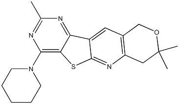 2,8,8-trimethyl-4-(1-piperidinyl)-7,10-dihydro-8H-pyrano[3'',4'':5',6']pyrido[3',2':4,5]thieno[3,2-d]pyrimidine Struktur