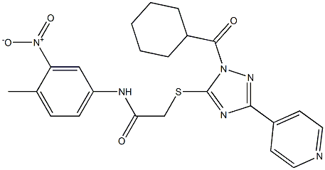 2-{[1-(cyclohexylcarbonyl)-3-(4-pyridinyl)-1H-1,2,4-triazol-5-yl]sulfanyl}-N-{3-nitro-4-methylphenyl}acetamide Struktur