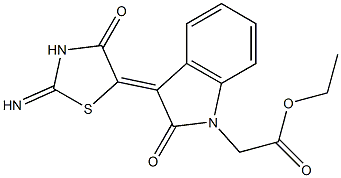 ethyl [3-(2-imino-4-oxo-1,3-thiazolidin-5-ylidene)-2-oxo-2,3-dihydro-1H-indol-1-yl]acetate Struktur