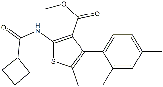 methyl 2-[(cyclobutylcarbonyl)amino]-4-(2,4-dimethylphenyl)-5-methyl-3-thiophenecarboxylate Struktur