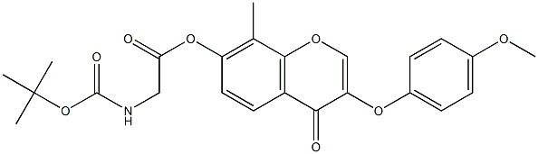 3-(4-methoxyphenoxy)-8-methyl-4-oxo-4H-chromen-7-yl [(tert-butoxycarbonyl)amino]acetate Struktur