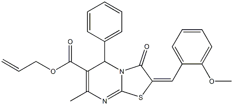 allyl 2-(2-methoxybenzylidene)-7-methyl-3-oxo-5-phenyl-2,3-dihydro-5H-[1,3]thiazolo[3,2-a]pyrimidine-6-carboxylate Struktur