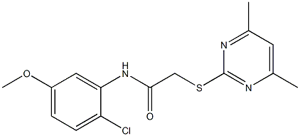 N-(2-chloro-5-methoxyphenyl)-2-[(4,6-dimethyl-2-pyrimidinyl)sulfanyl]acetamide Struktur