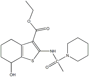 ethyl 7-hydroxy-2-[(1-piperidinylacetyl)amino]-4,5,6,7-tetrahydro-1-benzothiophene-3-carboxylate Struktur