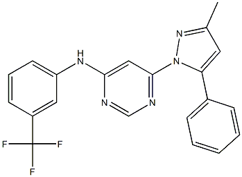 N-[6-(3-methyl-5-phenyl-1H-pyrazol-1-yl)-4-pyrimidinyl]-N-[3-(trifluoromethyl)phenyl]amine Struktur