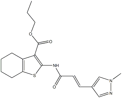 propyl 2-{[3-(1-methyl-1H-pyrazol-4-yl)acryloyl]amino}-4,5,6,7-tetrahydro-1-benzothiophene-3-carboxylate Struktur