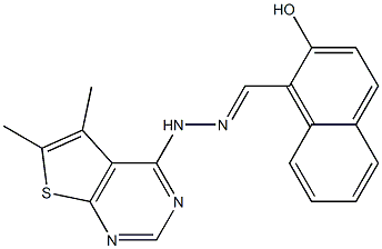 2-hydroxy-1-naphthaldehyde (5,6-dimethylthieno[2,3-d]pyrimidin-4-yl)hydrazone Struktur