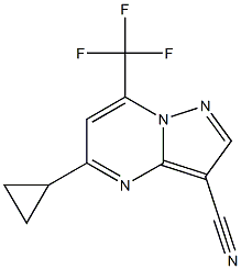 5-cyclopropyl-7-(trifluoromethyl)pyrazolo[1,5-a]pyrimidine-3-carbonitrile Struktur