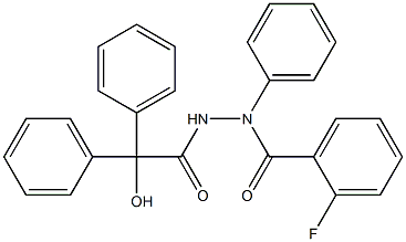 N'-(2-fluorobenzoyl)-2-hydroxy-N',2,2-triphenylacetohydrazide Struktur