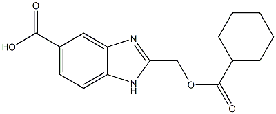 2-{[(cyclohexylcarbonyl)oxy]methyl}-1H-benzimidazole-5-carboxylic acid Struktur