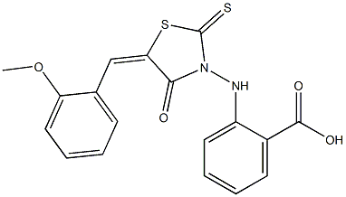 2-{[5-(2-methoxybenzylidene)-4-oxo-2-thioxo-1,3-thiazolidin-3-yl]amino}benzoic acid Struktur