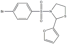 3-[(4-bromophenyl)sulfonyl]-2-(2-furyl)-1,3-thiazolidine Struktur