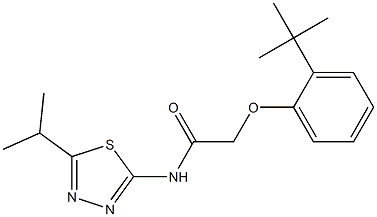 2-(2-tert-butylphenoxy)-N-(5-isopropyl-1,3,4-thiadiazol-2-yl)acetamide Struktur