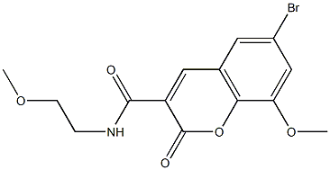 6-bromo-8-methoxy-N-(2-methoxyethyl)-2-oxo-2H-chromene-3-carboxamide Struktur