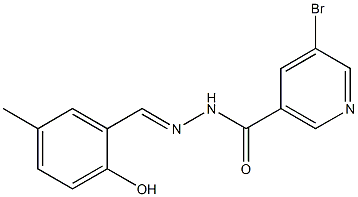 5-bromo-N'-(2-hydroxy-5-methylbenzylidene)nicotinohydrazide Struktur