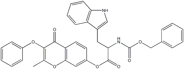 2-methyl-4-oxo-3-phenoxy-4H-chromen-7-yl 2-{[(benzyloxy)carbonyl]amino}-3-(1H-indol-3-yl)propanoate Struktur