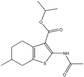 isopropyl 2-(acetylamino)-6-methyl-4,5,6,7-tetrahydro-1-benzothiophene-3-carboxylate Struktur