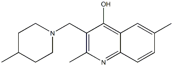 2,6-dimethyl-3-[(4-methyl-1-piperidinyl)methyl]-4-quinolinol Struktur