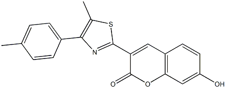 7-hydroxy-3-[5-methyl-4-(4-methylphenyl)-1,3-thiazol-2-yl]-2H-chromen-2-one Struktur