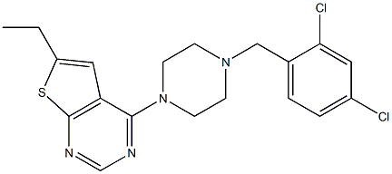 4-[4-(2,4-dichlorobenzyl)-1-piperazinyl]-6-ethylthieno[2,3-d]pyrimidine Struktur