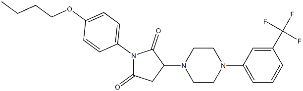 1-(4-butoxyphenyl)-3-{4-[3-(trifluoromethyl)phenyl]-1-piperazinyl}-2,5-pyrrolidinedione Struktur