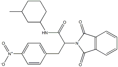 2-(1,3-dioxo-1,3-dihydro-2H-isoindol-2-yl)-3-{4-nitrophenyl}-N-(3-methylcyclohexyl)propanamide Struktur