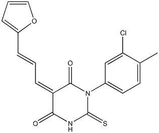 1-(3-chloro-4-methylphenyl)-5-[3-(2-furyl)-2-propenylidene]-2-thioxodihydro-4,6(1H,5H)-pyrimidinedione Struktur