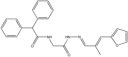 N-(2-{2-[3-(2-furyl)-2-methyl-2-propenylidene]hydrazino}-2-oxoethyl)-2,2-diphenylacetamide Struktur