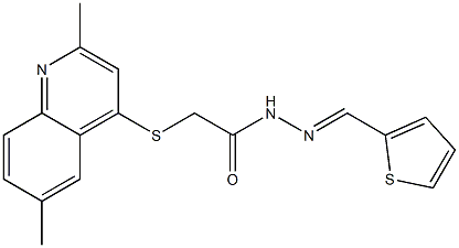 2-[(2,6-dimethyl-4-quinolinyl)sulfanyl]-N'-(2-thienylmethylene)acetohydrazide Struktur