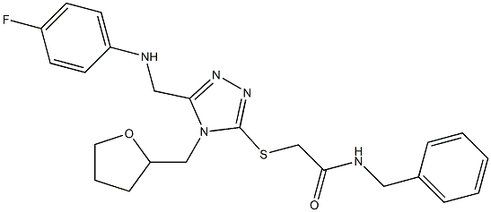 N-benzyl-2-{[5-[(4-fluoroanilino)methyl]-4-(tetrahydro-2-furanylmethyl)-4H-1,2,4-triazol-3-yl]sulfanyl}acetamide Struktur