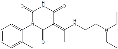 5-(1-{[2-(diethylamino)ethyl]amino}ethylidene)-1-(2-methylphenyl)-2,4,6(1H,3H,5H)-pyrimidinetrione Struktur